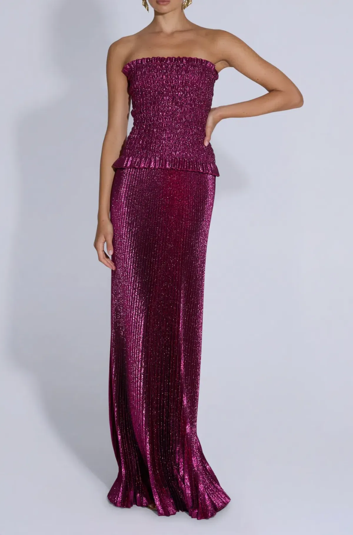 L’Idée Woman Maya Gown - Sangria Glitter for rent on The Volte - main image