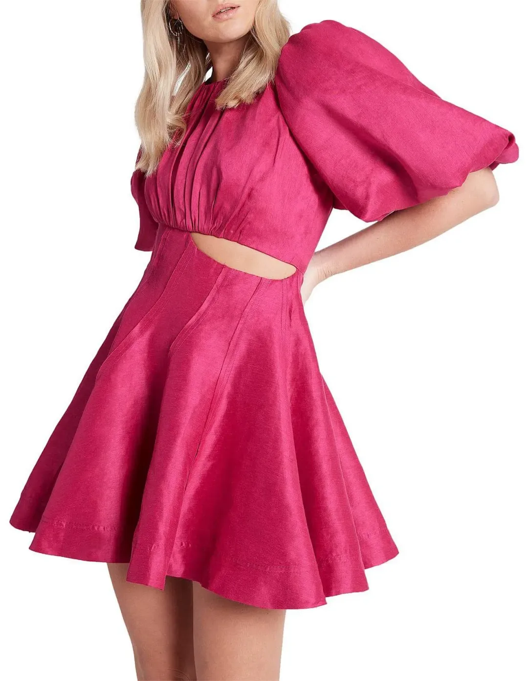 AJE Admiration Asymmetrical Mini Dress- Pink AU8 for rent on The Volte - main image