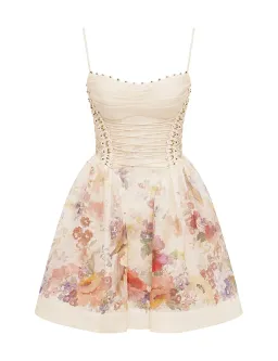 Zimmermann Alchemy Beaded Mini Dress Cream Multi Floral Size 2 for rent on The Volte - image 1