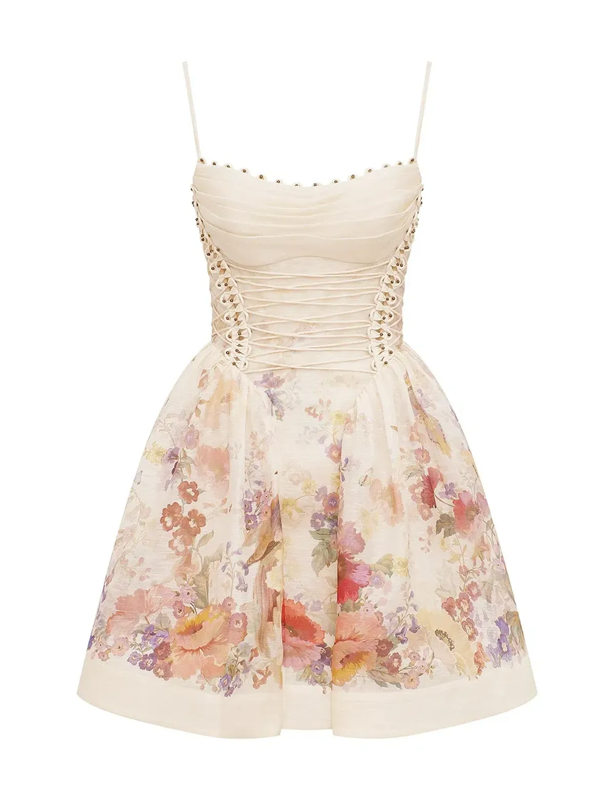 Zimmermann Alchemy Beaded Mini Dress Cream Multi Floral Size 3 for rent on The Volte - main image