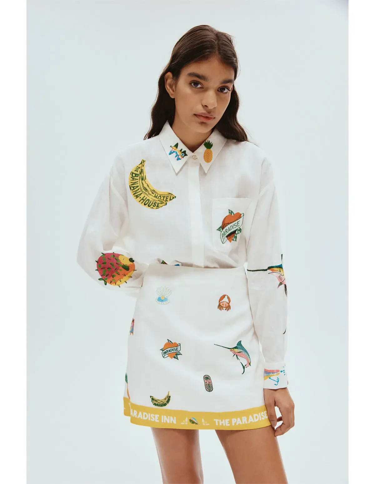 ALEMAIS Clam Patch Shirt and Blue Marlin Mini Skirt 8 AU & 10 AU for rent on The Volte - main image