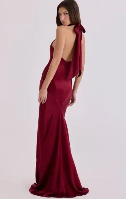 House of CB Oliviana wine satin halter maxi dress Size M for rent on The Volte - image 2