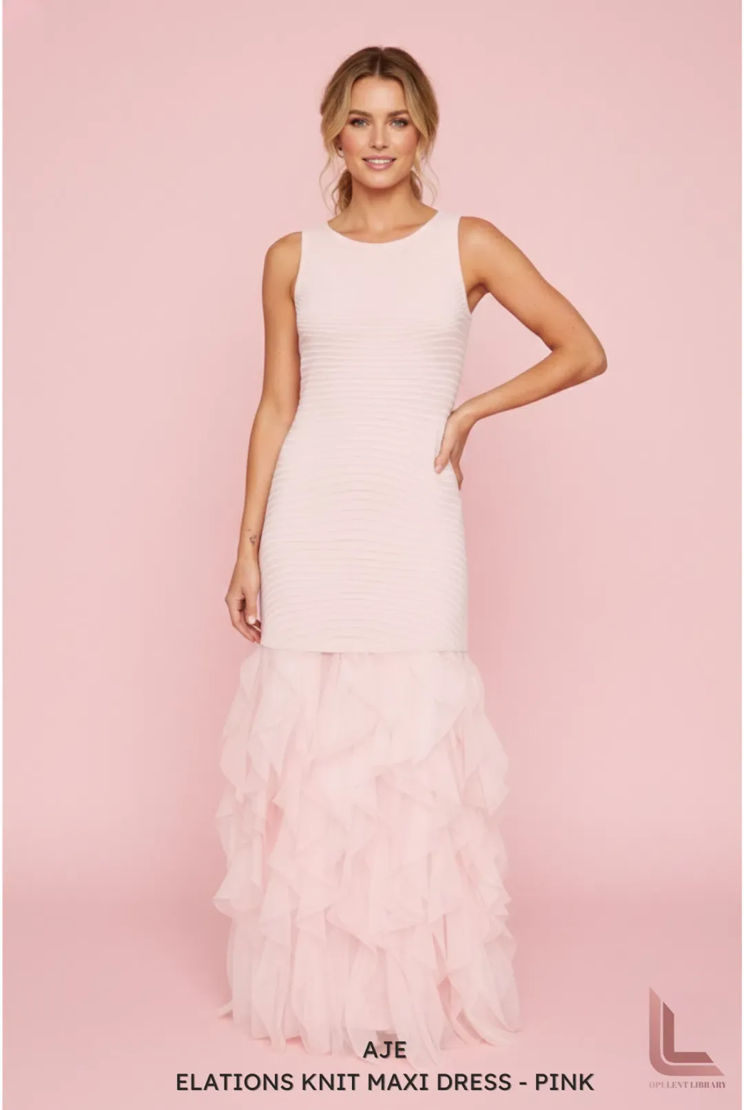 Aje Elations Knit Maxi Dress - Pink for rent on The Volte - main image