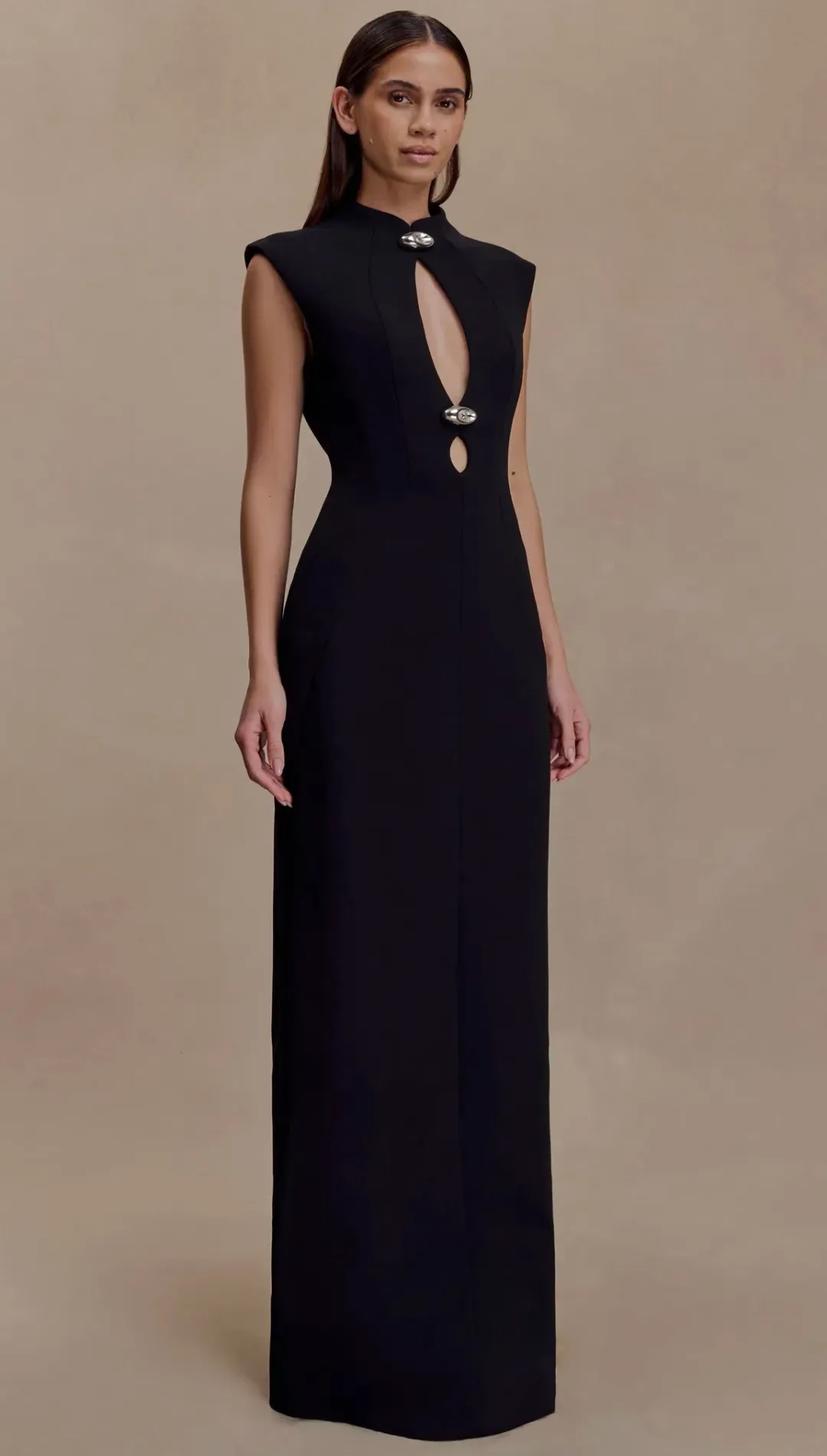 Meshki Michelle Cutout Maxi Dress Black size XXXL for rent on The Volte - main image