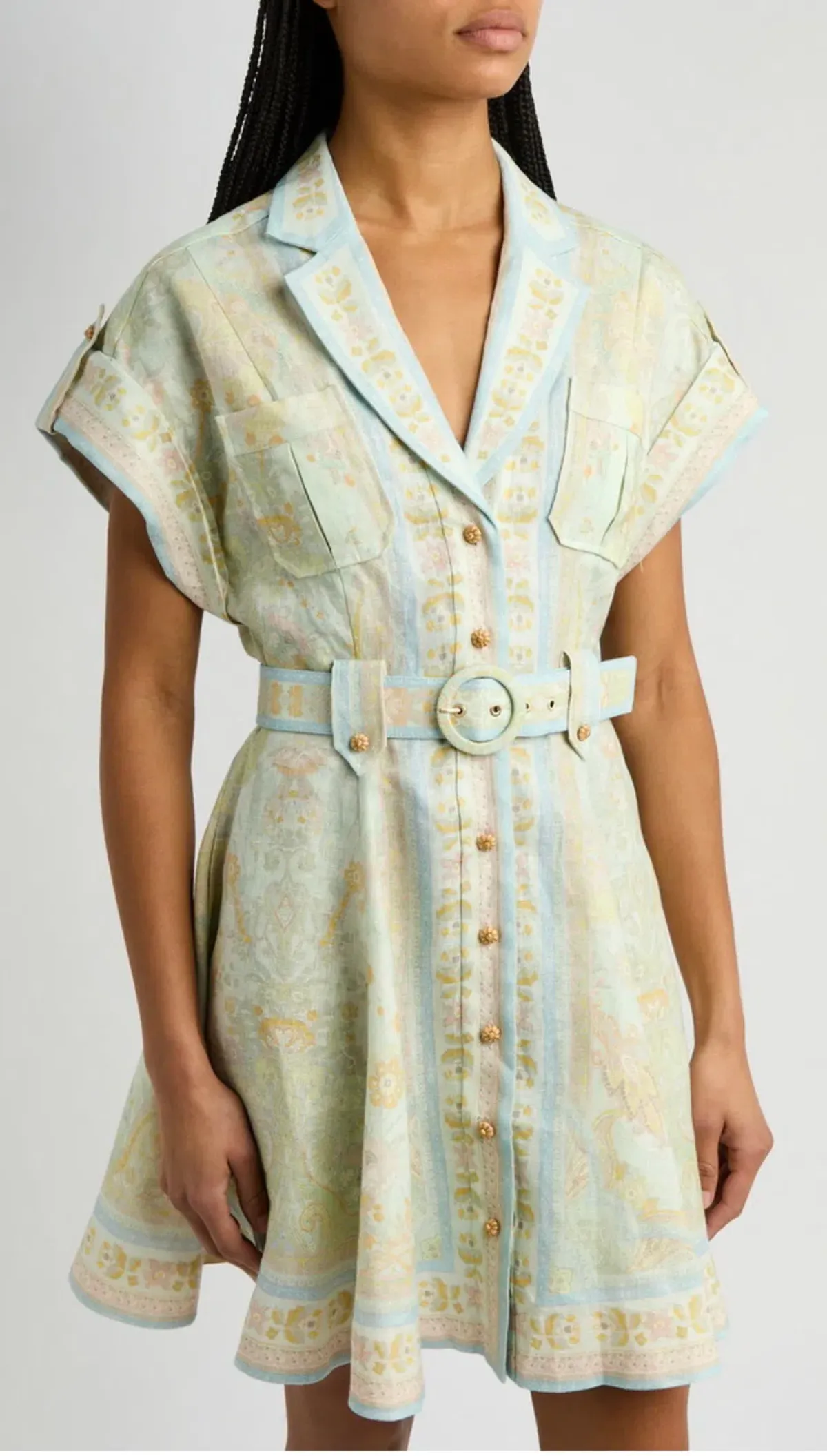 Zimmermann Acacia Mini Shirt Dress – Belted – Size 2 for rent on The Volte - main image