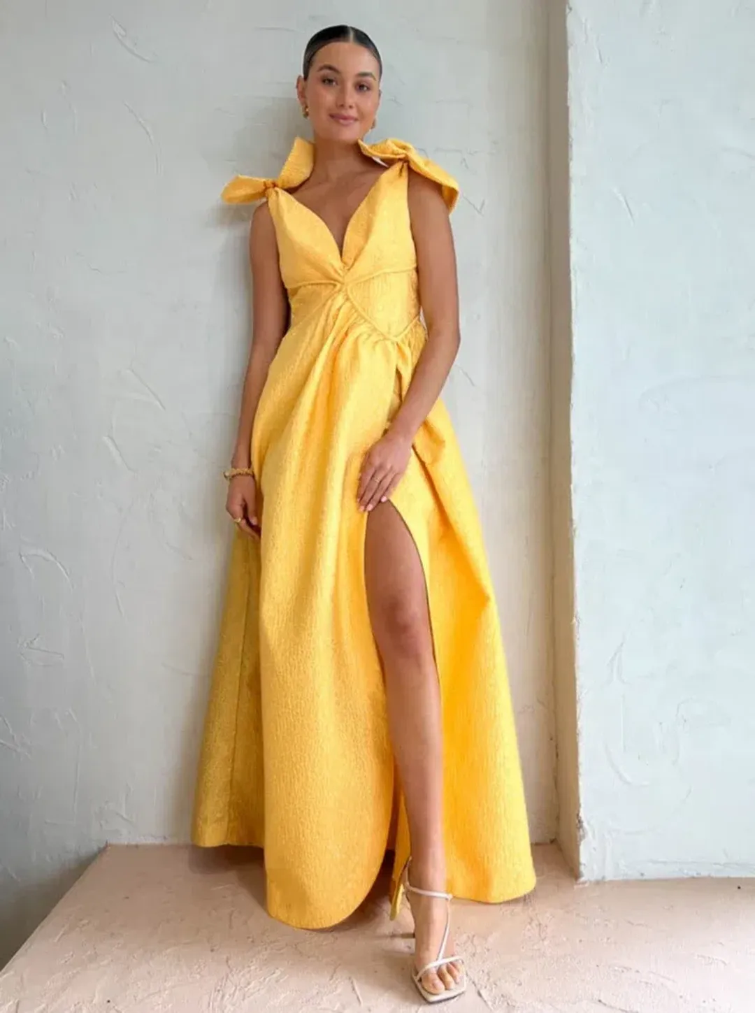 Rachel Gilbert Emiliano Gown in Lemondrop Size 8 for rent on The Volte - main image