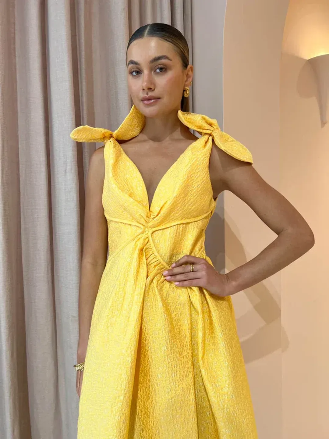 Rachel Gilbert Emiliano Gown in Lemondrop Size 8 for rent on The Volte - main image