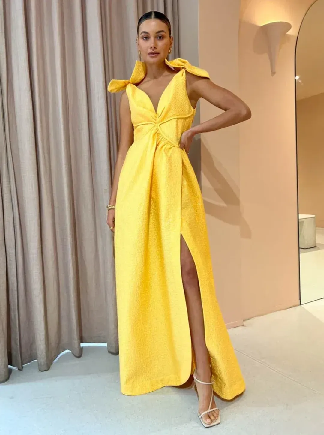 Rachel Gilbert Emiliano Gown in Lemondrop Size 8 for rent on The Volte - main image