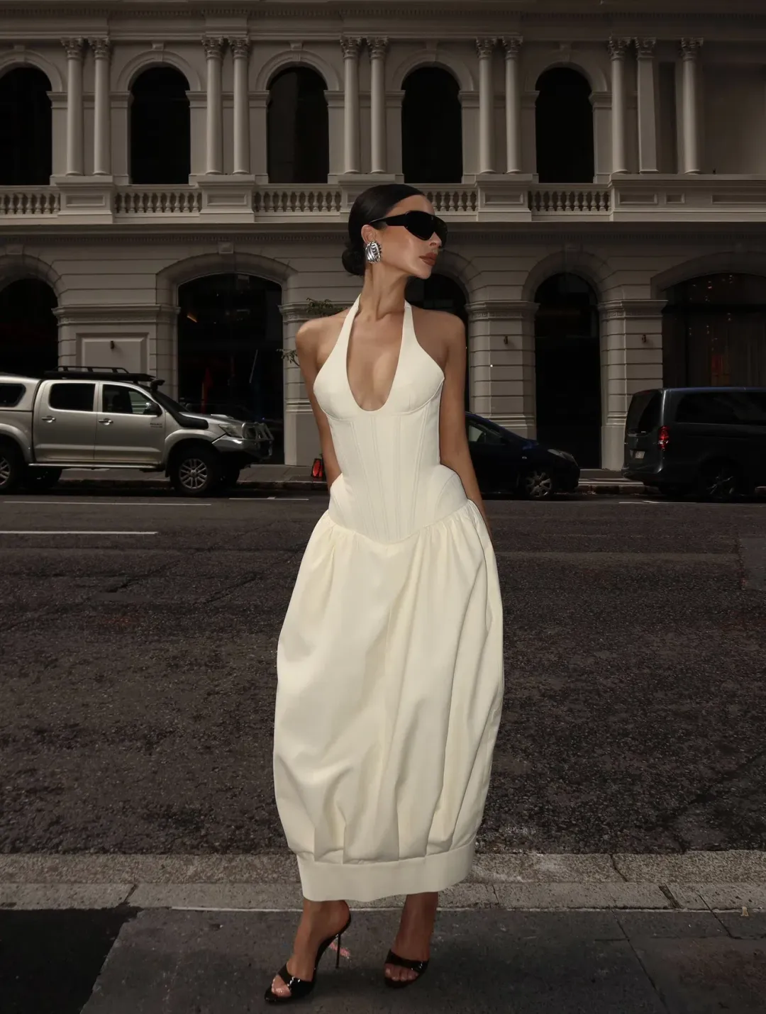 Fanci Club EPIDERMIS CORSET DRESS cream yellow size XS for rent on The Volte - main image