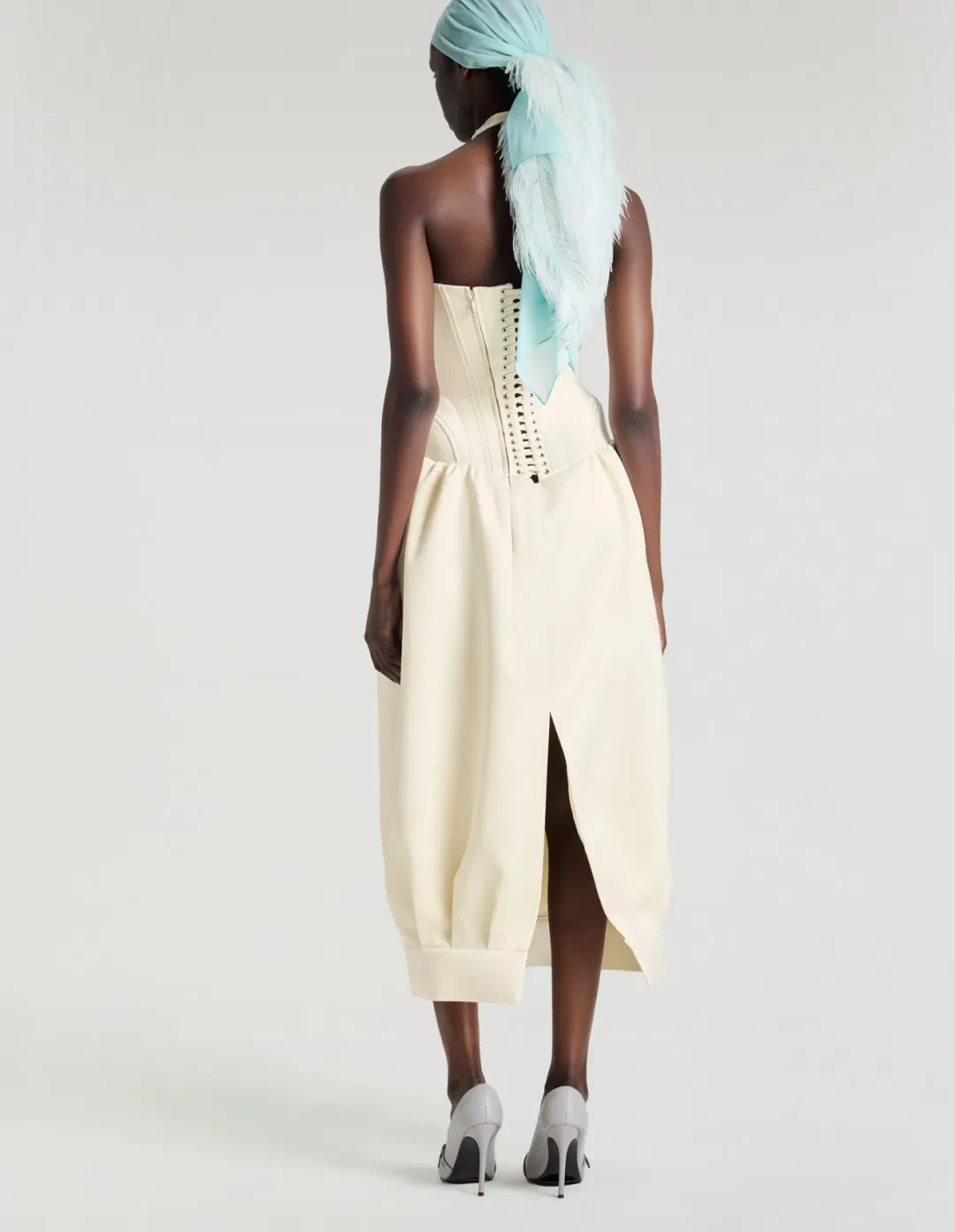 Fanci Club EPIDERMIS CORSET DRESS cream yellow size XS for rent on The Volte - main image