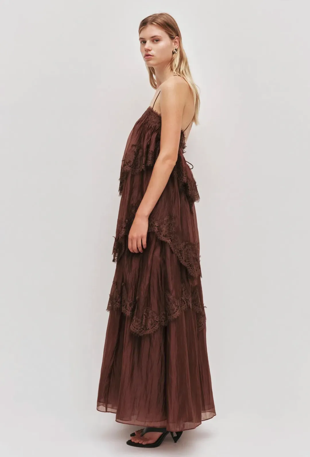 Aje Ophelia Gown size 14 Chocolate Brown  for rent on The Volte - main image