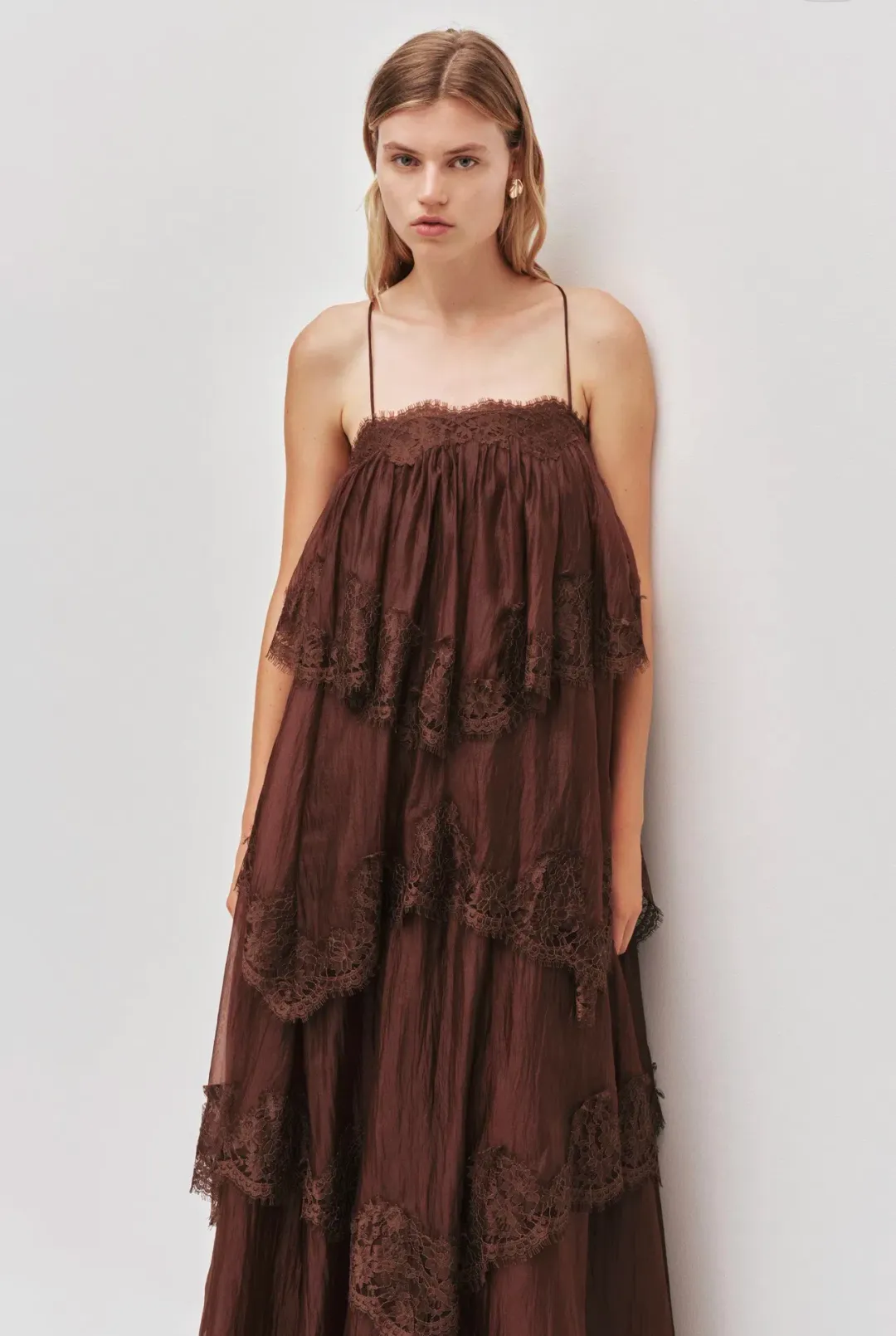 Aje Ophelia Gown size 14 Chocolate Brown  for rent on The Volte - main image