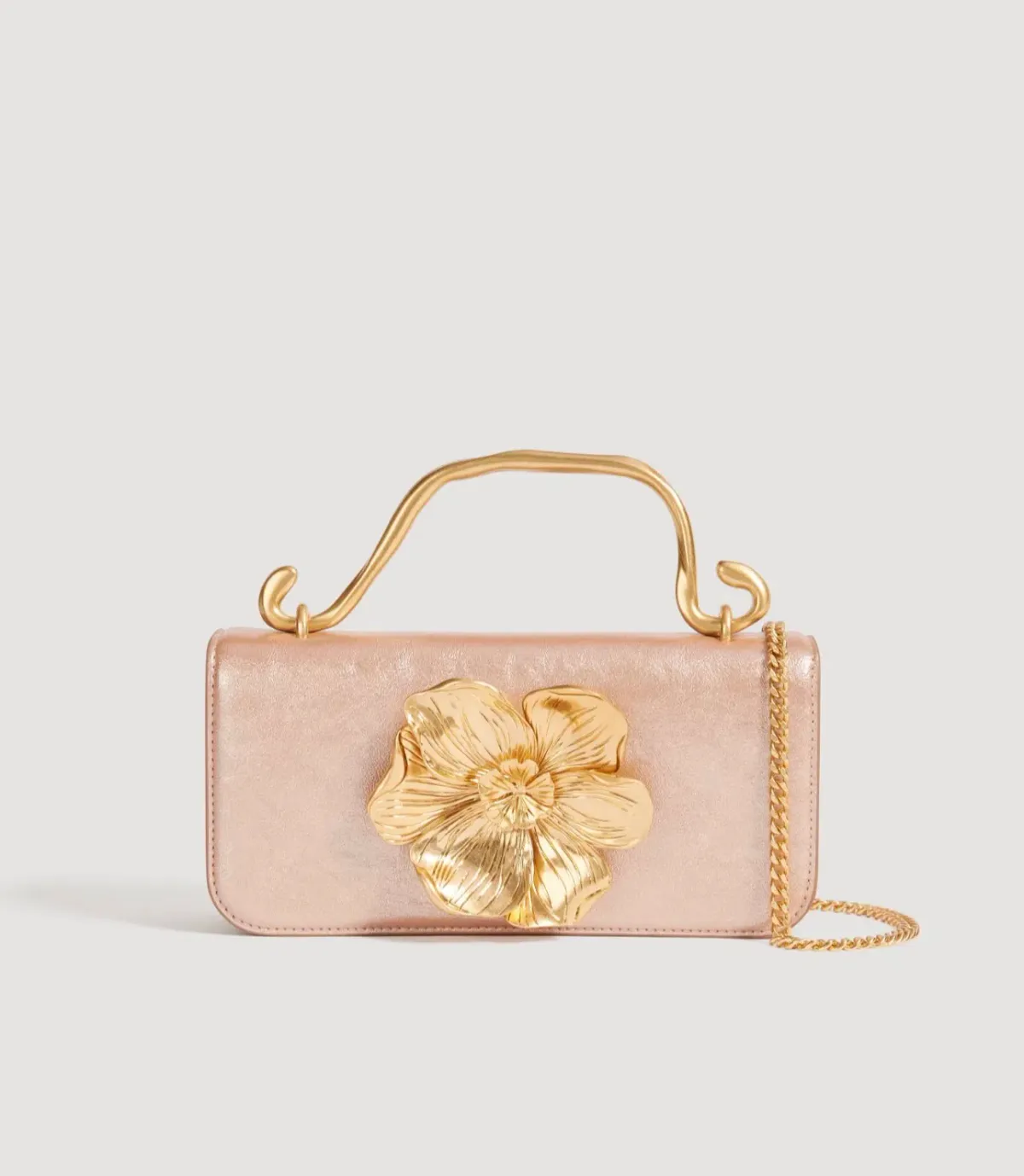 Aje Alessia Flower Clutch Rose Gold Metallic for rent on The Volte - main image