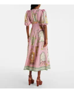 ALEMAIS Monte Midi Dress Pink Print Size 8 AU for rent on The Volte - image 3