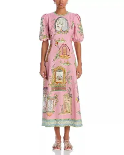 ALEMAIS Monte Midi Dress Pink Print Size 8 AU for rent on The Volte - image 14