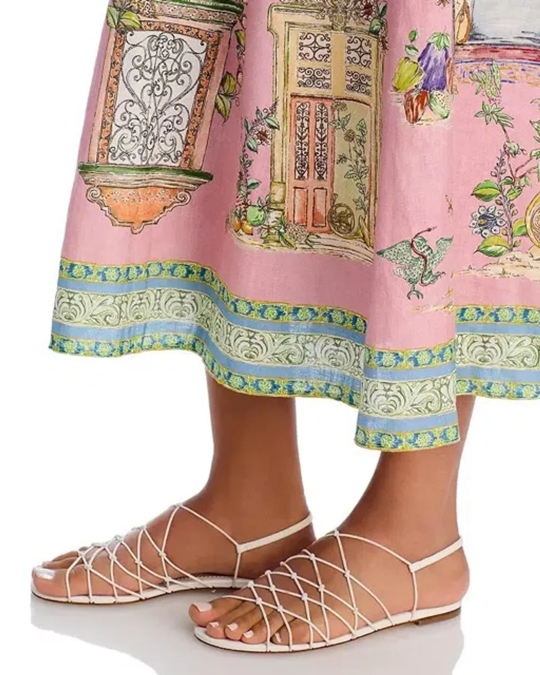 ALEMAIS Monte Midi Dress Pink Print Size 8 AU for rent on The Volte - main image