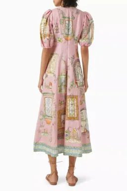 ALEMAIS Monte Midi Dress Pink Print Size 8 AU for rent on The Volte - image 15