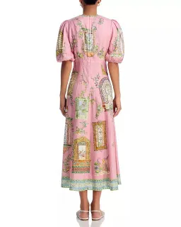 ALEMAIS Monte Midi Dress Pink Print Size 8 AU for rent on The Volte - image 12