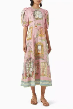 ALEMAIS Monte Midi Dress Pink Print Size 8 AU for rent on The Volte - image 16