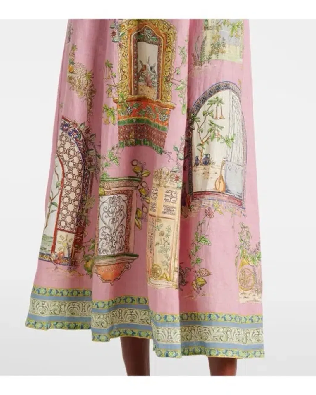 ALEMAIS Monte Midi Dress Pink Print Size 8 AU for rent on The Volte - main image