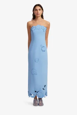 Leo Lin Applique Bustier Maxi Dress in Pastel Blue Size 12 for rent on The Volte - image 1