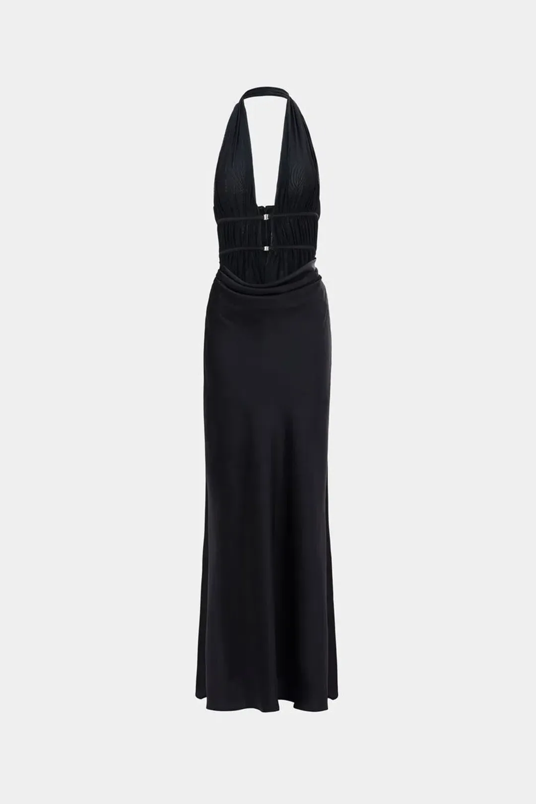 New MISHA Celine Satin Maxi Dress in Black - Size 6 / XXS formal gown for rent on The Volte - main image