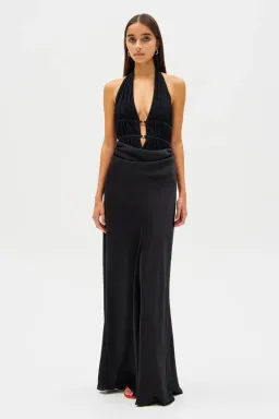 New MISHA Celine Satin Maxi Dress in Black - Size 6 / XXS formal gown for rent on The Volte - image 6