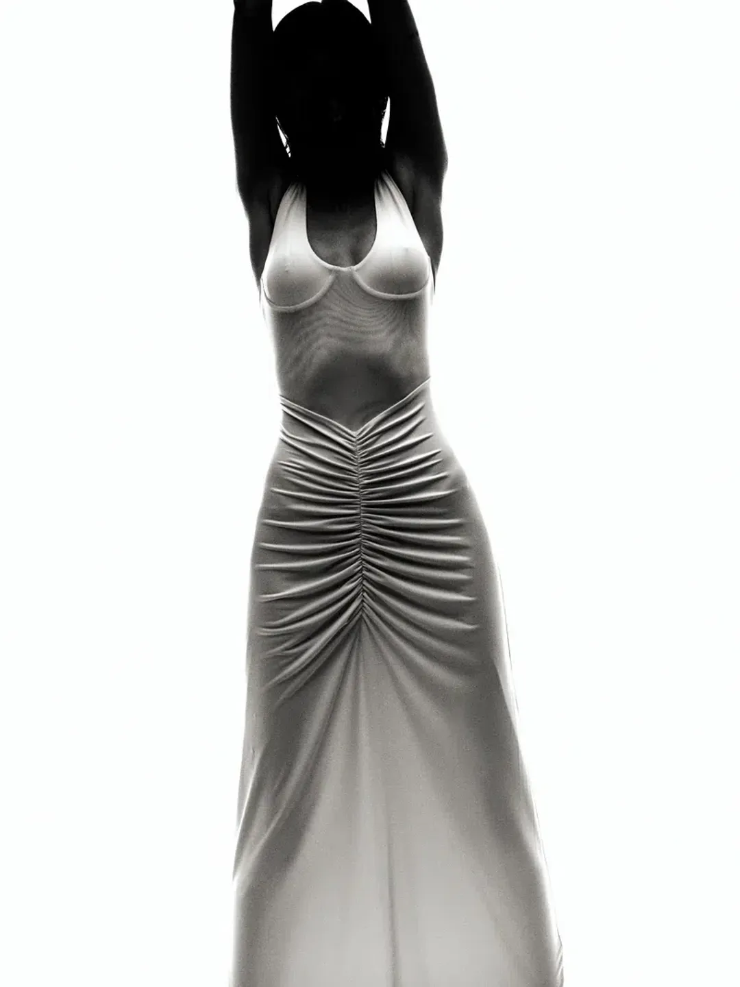 New MISHA "The Gisele" Jersey Dress in Dusty Pink, - Size 10 / S - Mesh Maxi Gown for rent on The Volte - main image