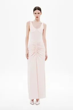 New MISHA "The Gisele" Jersey Dress in Dusty Pink, - Size 10 / S - Mesh Maxi Gown for rent on The Volte - image 2