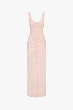 New MISHA "The Gisele" Jersey Dress in Dusty Pink, - Size 10 / S - Mesh Maxi Gown for rent on The Volte - image 1