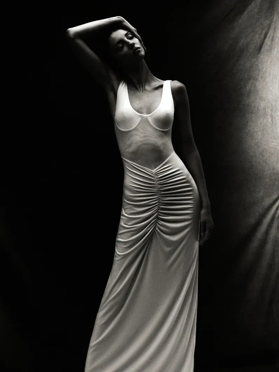 New MISHA "The Gisele" Jersey Dress in Dusty Pink, - Size 10 / S - Mesh Maxi Gown for rent on The Volte - main image