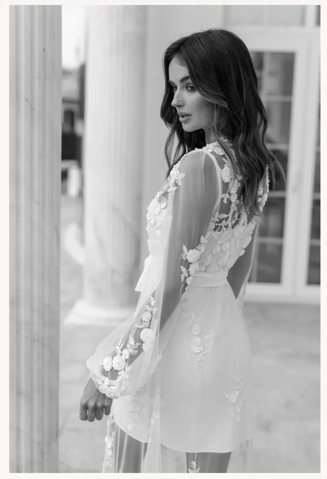 Le Rose Steffanie Beaded Floral Lace Maxi Bridal Robe -includes Slip for rent on The Volte - main image