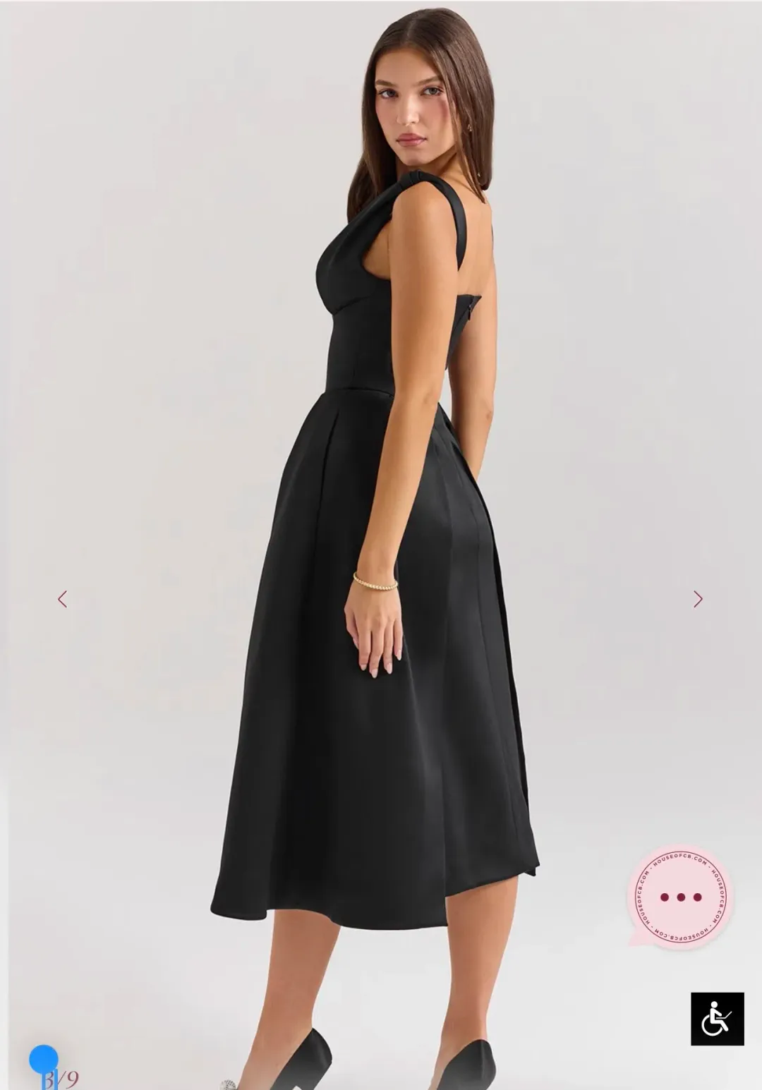 House of CB Paloma Black Satin Twist Strap Midi Dress for rent on The Volte - main image