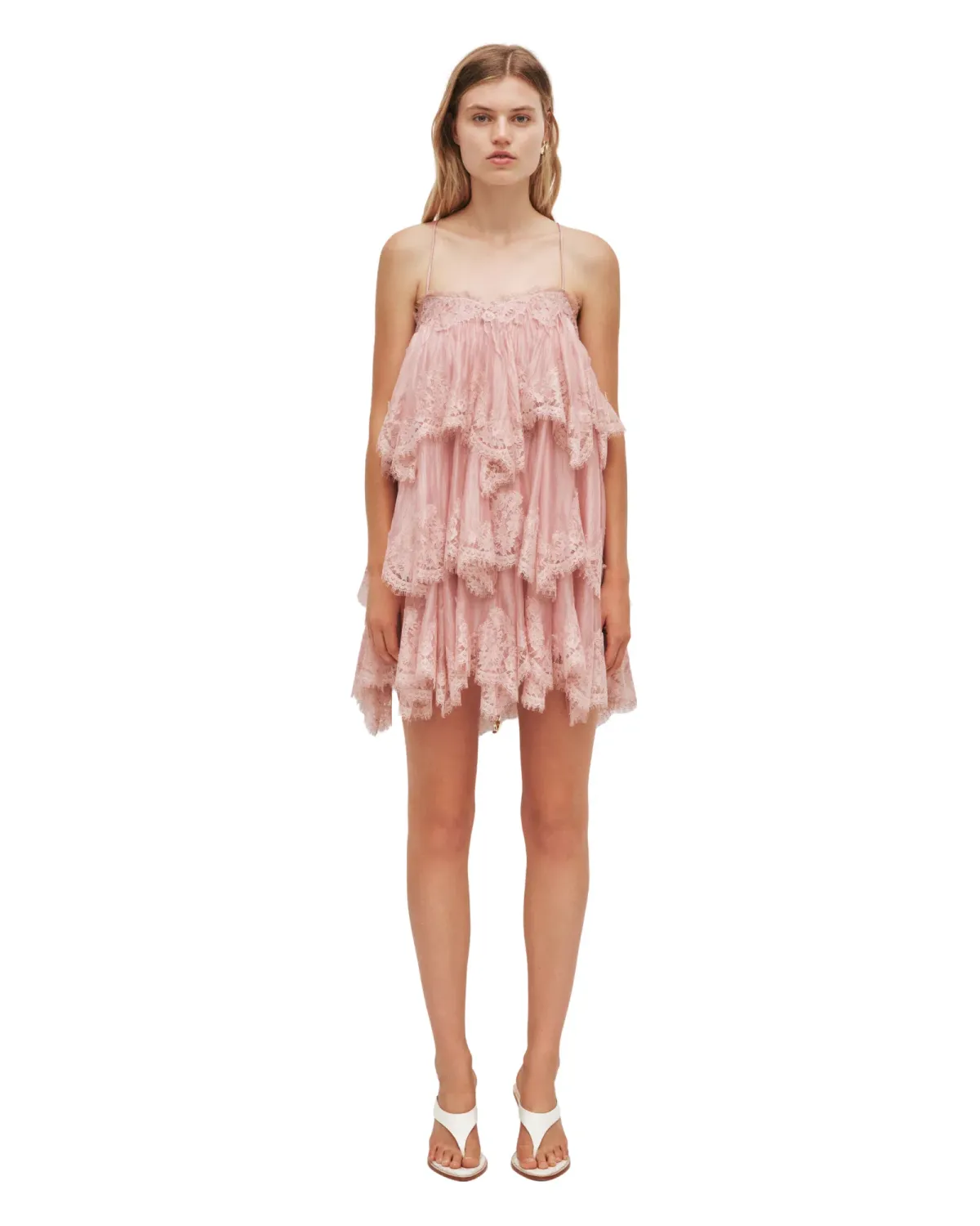 Aje Ophelia Lace Mini Dress Fawn Pink Size 12 for rent on The Volte - main image