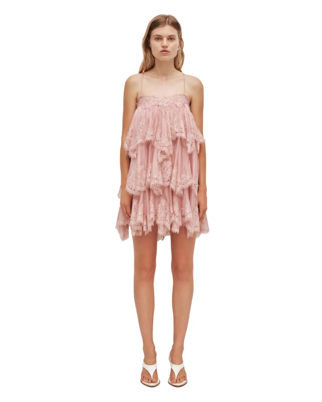 Aje Ophelia Lace Mini Dress Fawn Pink Size 8 for rent on The Volte - main image