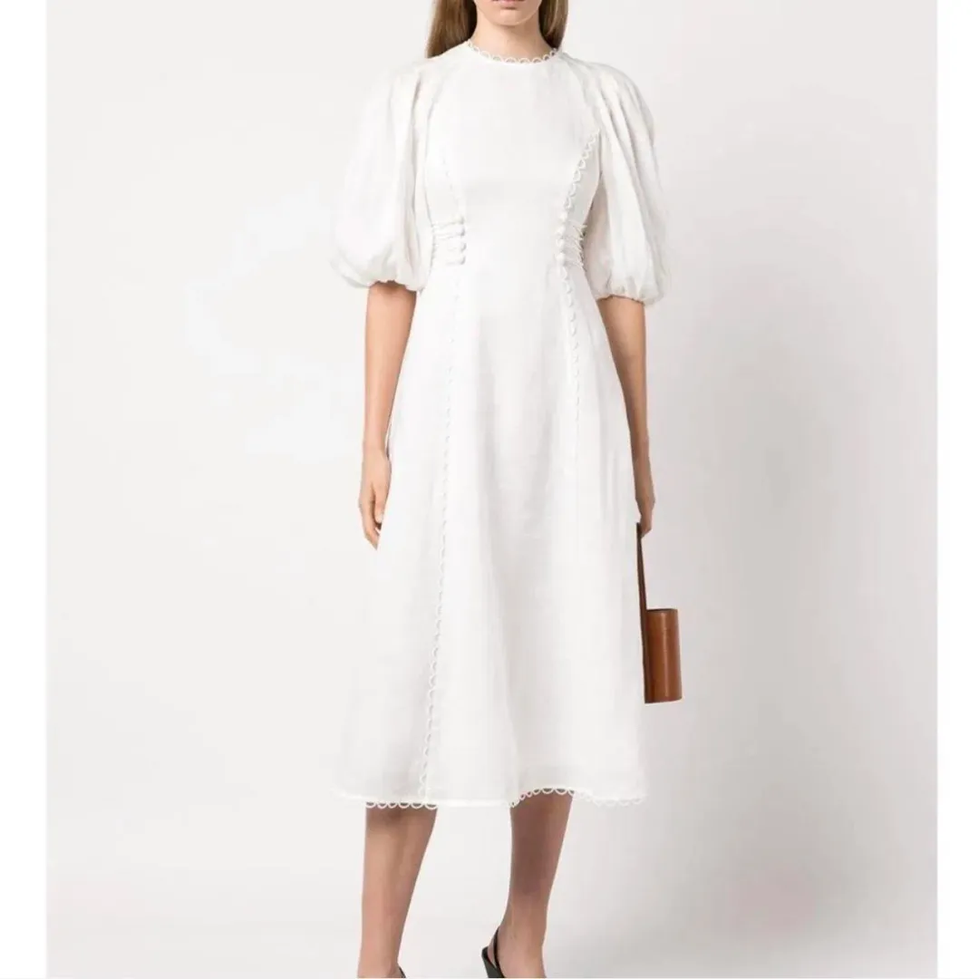 ZIMMERMANN ROSA LACED MIDI DRESS WHITE (Size: 1)  for rent on The Volte - main image