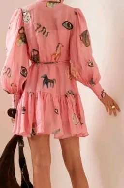 Alemais Cleo Mini Smock Dress in Pink Size AU 12 for rent on The Volte - image 4