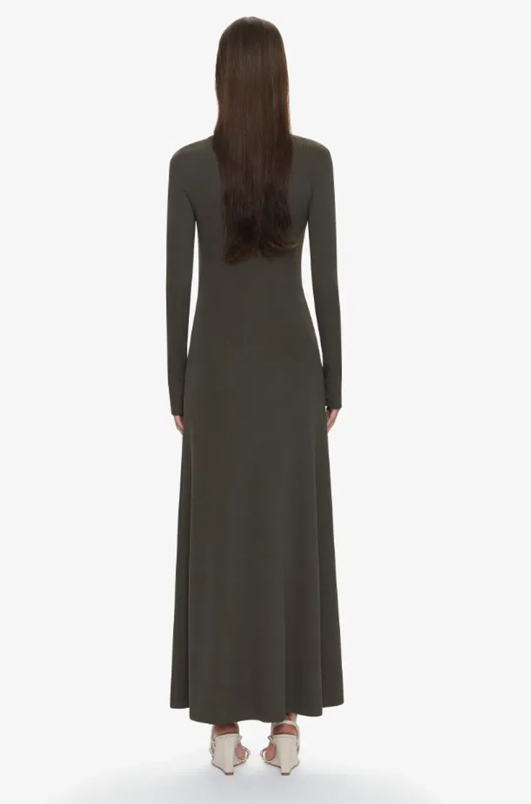 Christopher Esber Droplet Crystal Loophole Long Sleeve Dress Husk Size 8 for rent on The Volte - main image