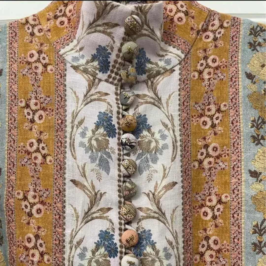 Zimmermann Luminous Stripe Patchwork Linen Midi Dress for rent on The Volte - main image