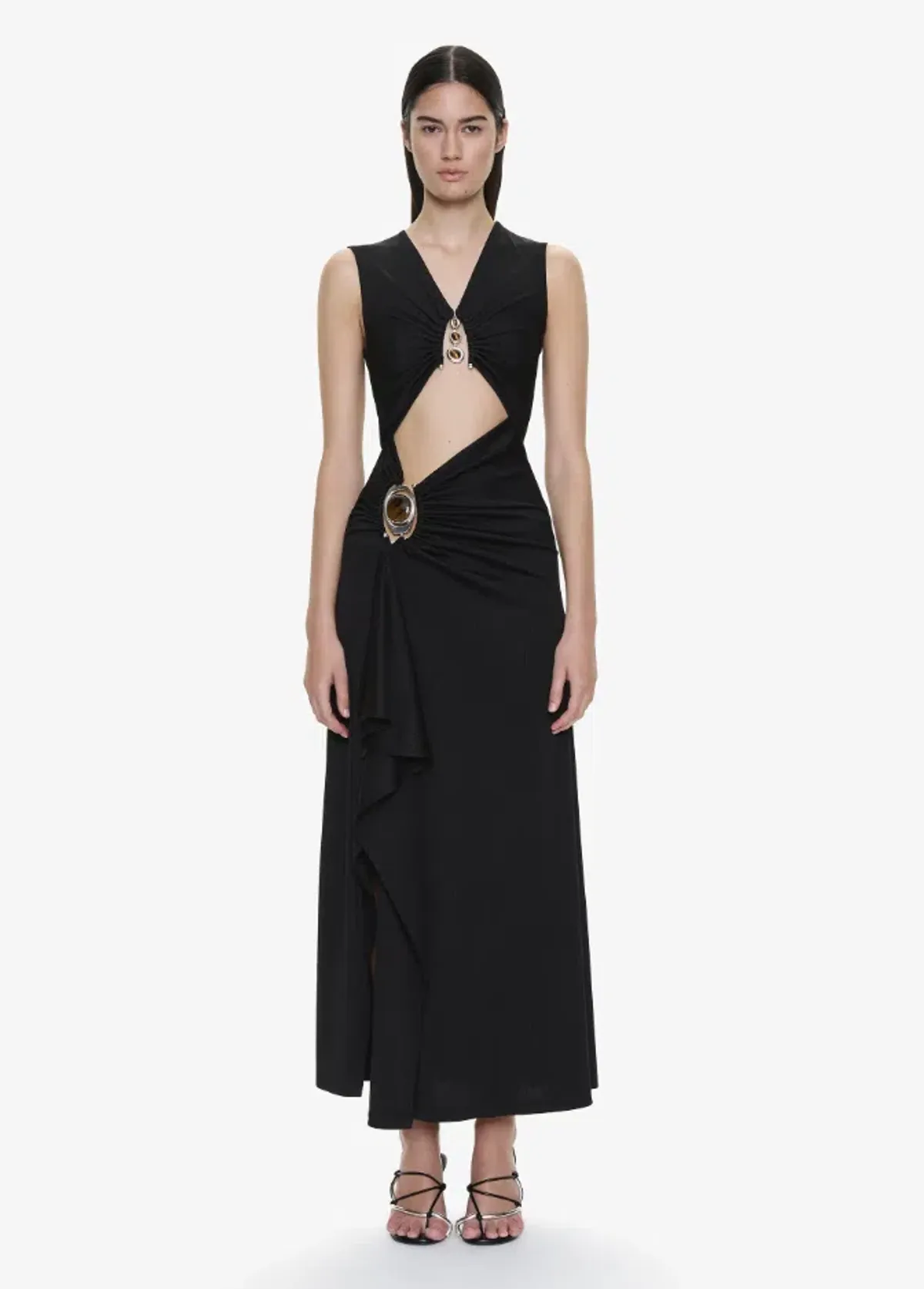 Christopher Esber Droplet Crystal Separation Tank Dress Black Size 8 for rent on The Volte - main image