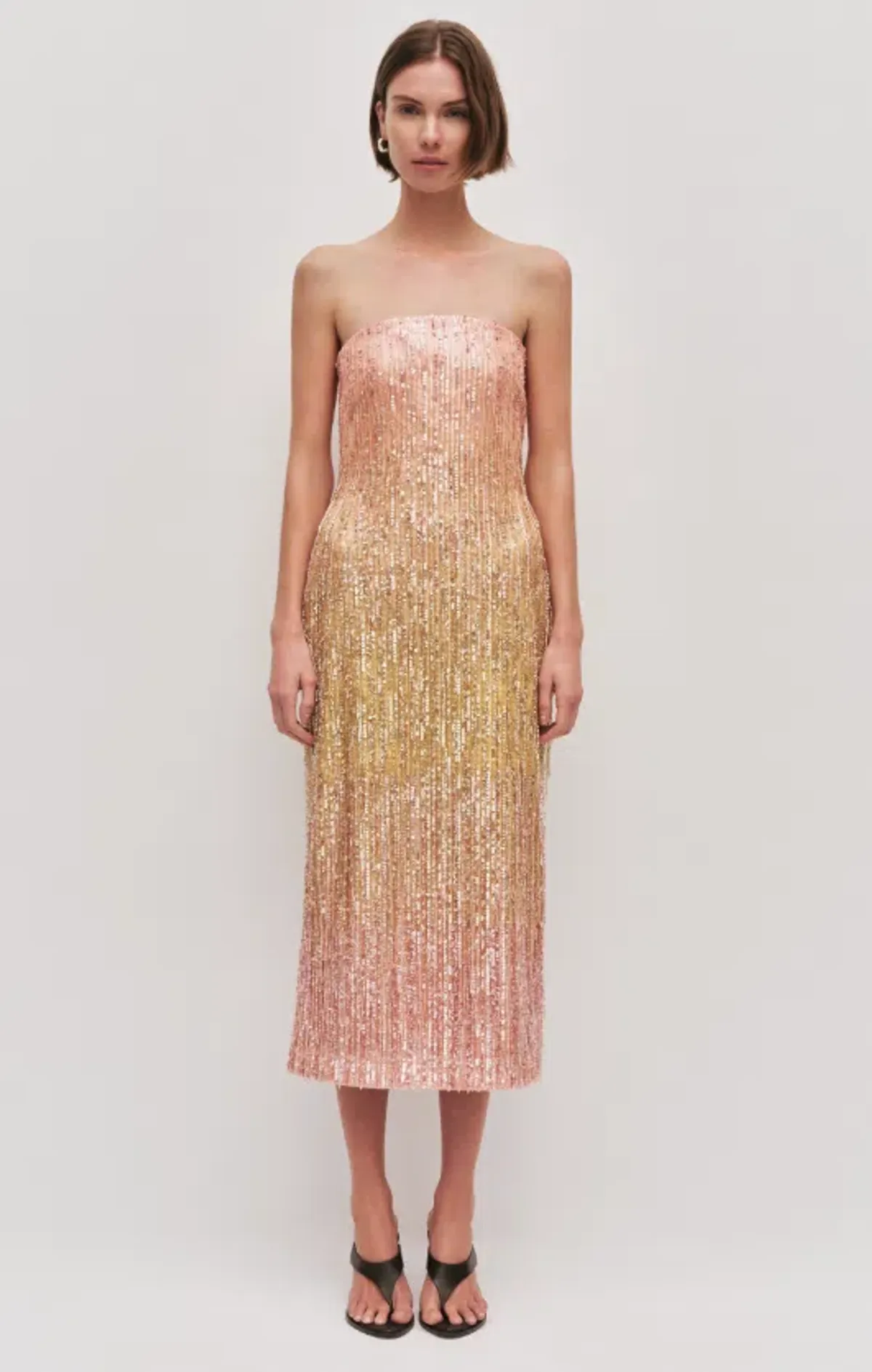 AJE Amulet Sequin Midi Dress Aurora Size 8 for rent on The Volte - main image