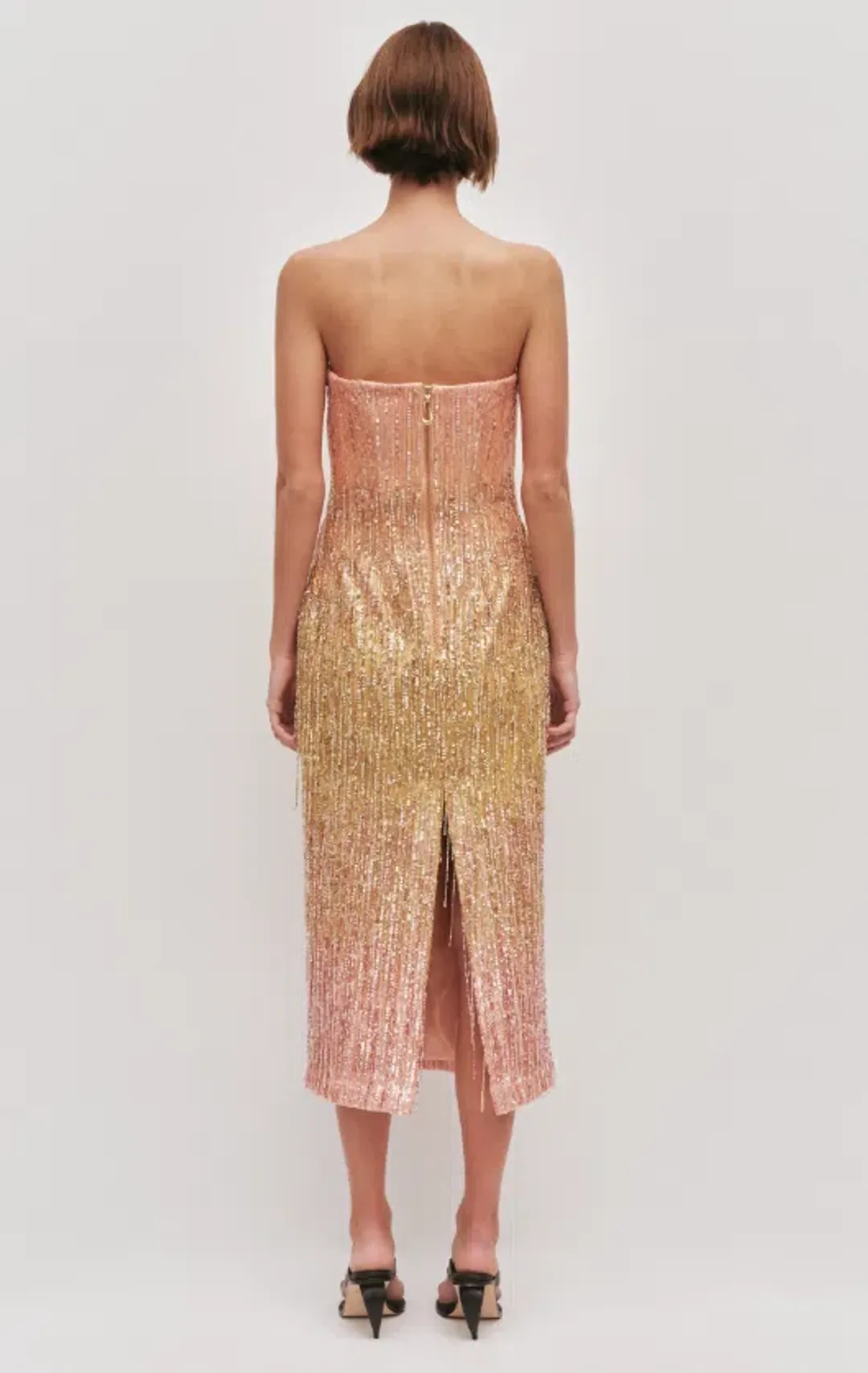 AJE Amulet Sequin Midi Dress Aurora Size 10 for rent on The Volte - main image