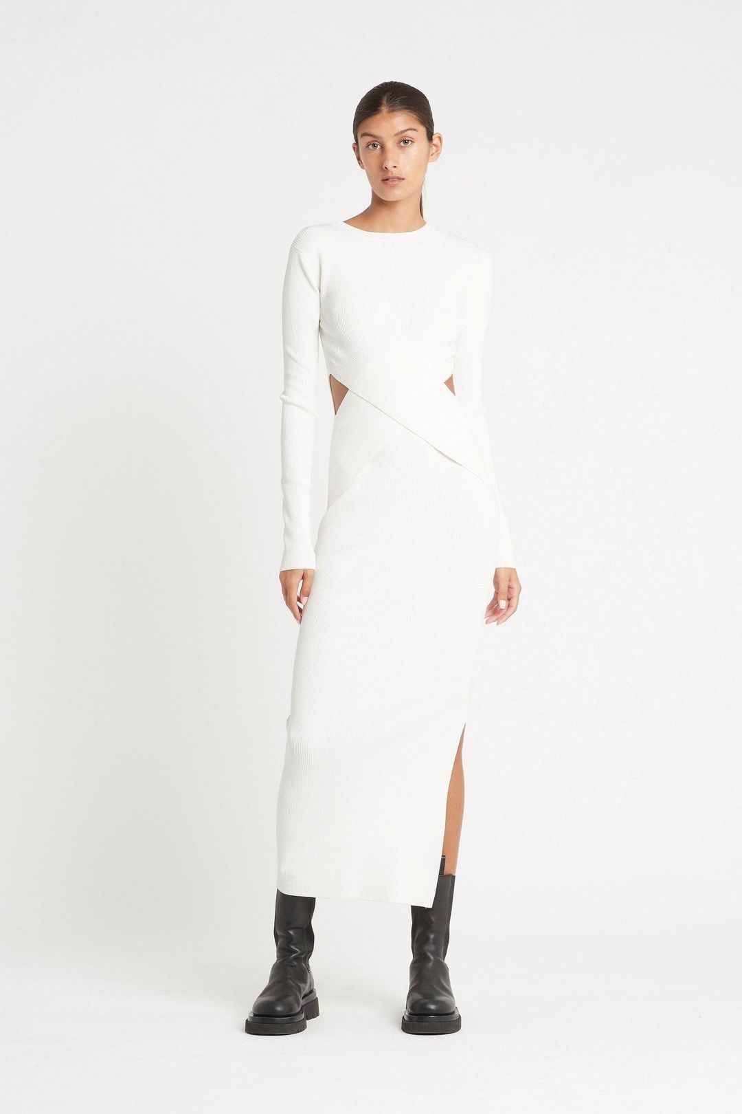 Sir The Label Celena Draped Midi Dress White | AU 8 for rent on The Volte - main image