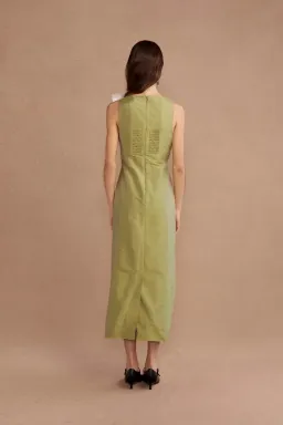 Lovaan Charlotte Midi Dress Olive Size 10 for rent on The Volte - image 3