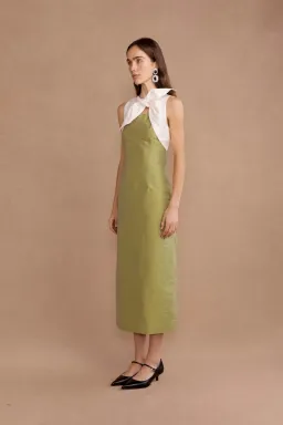 Lovaan Charlotte Midi Dress Olive Size 14 for rent on The Volte - image 2