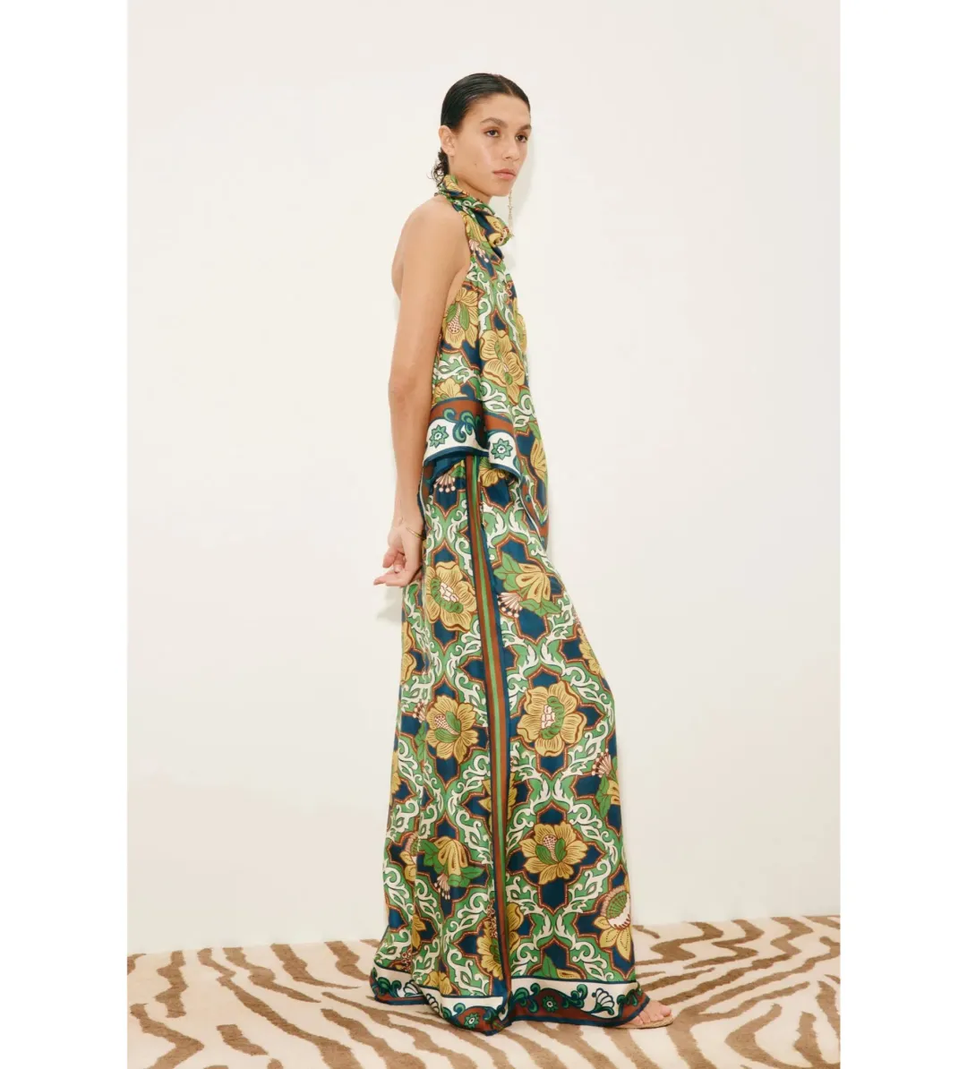 Alemais Liana Silk Top and Palazzo Pant Set in Print Size AU10 for rent on The Volte - main image