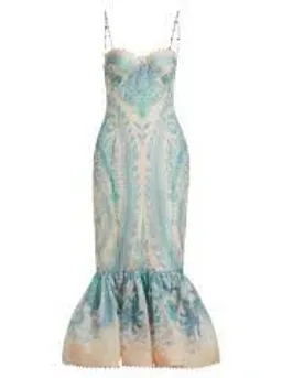  Zimmermann Illuminate Gown Turquoise Paisley Size 0 for rent on The Volte - image 3