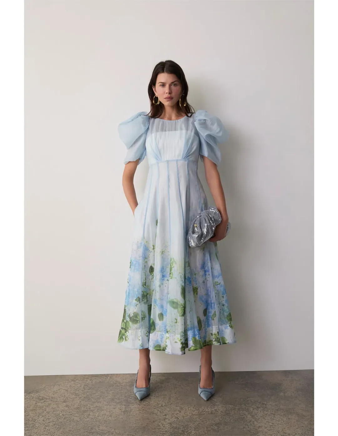 Aje Clementine Midi Dress Blue Hydrangea Size 14 for rent on The Volte - main image