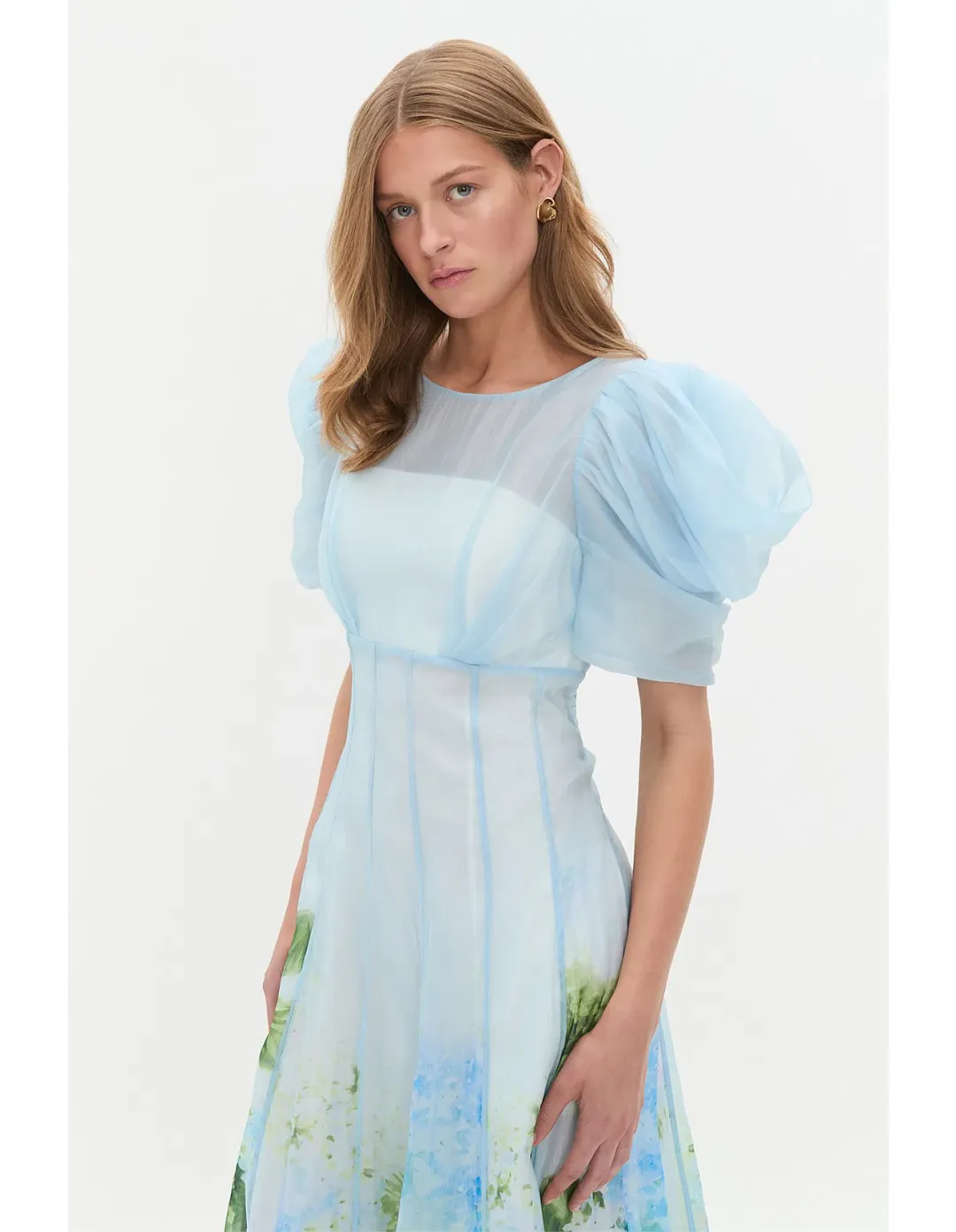 Aje Clementine Midi Dress Blue Hydrangea Size 14 for rent on The Volte - main image