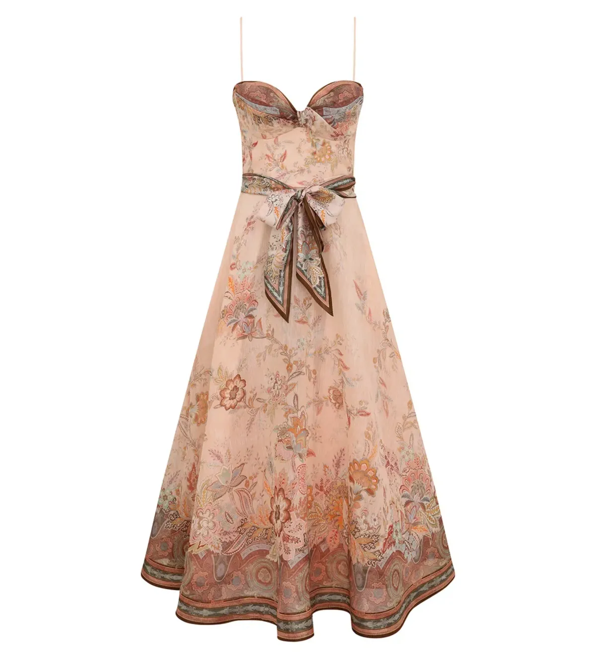 Zimmermann Alchemy Structured Midi Dress Pink Paisley Size 1/AU 10 for rent on The Volte - main image